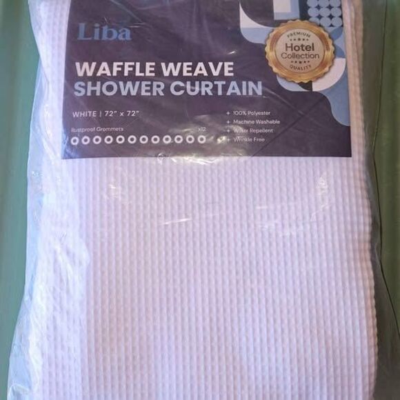 Liba Other - Liba Waffle Weave Shower Curtain, 72" × 72" White - NEW